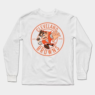 Cleveland Browns Elf Runner Stamp Clear Long Sleeve T-Shirt